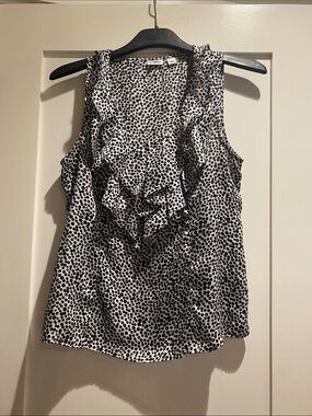 Cato Black & White Polka Dot Ruffle Camisole